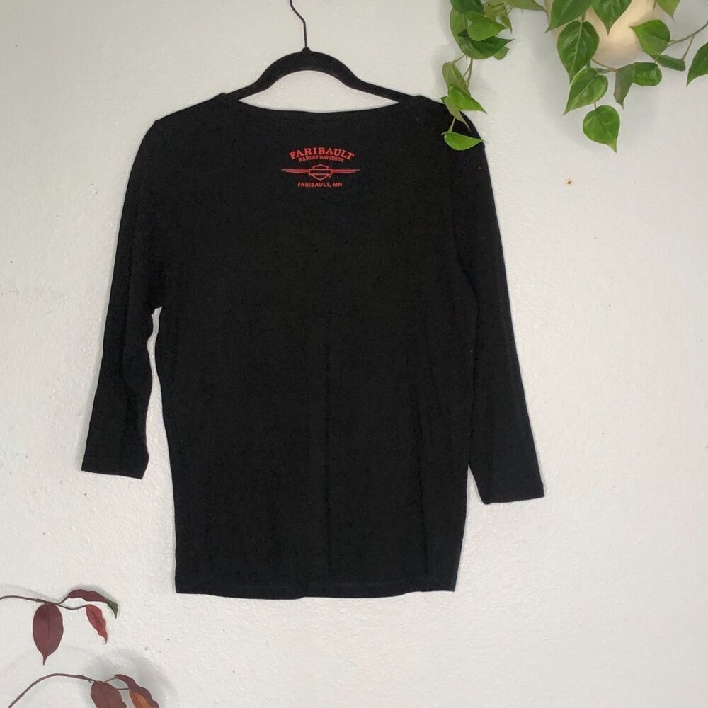 Harley Davidson Black Scoop Neck Top Sparkle XL - Picture 6 of 6
